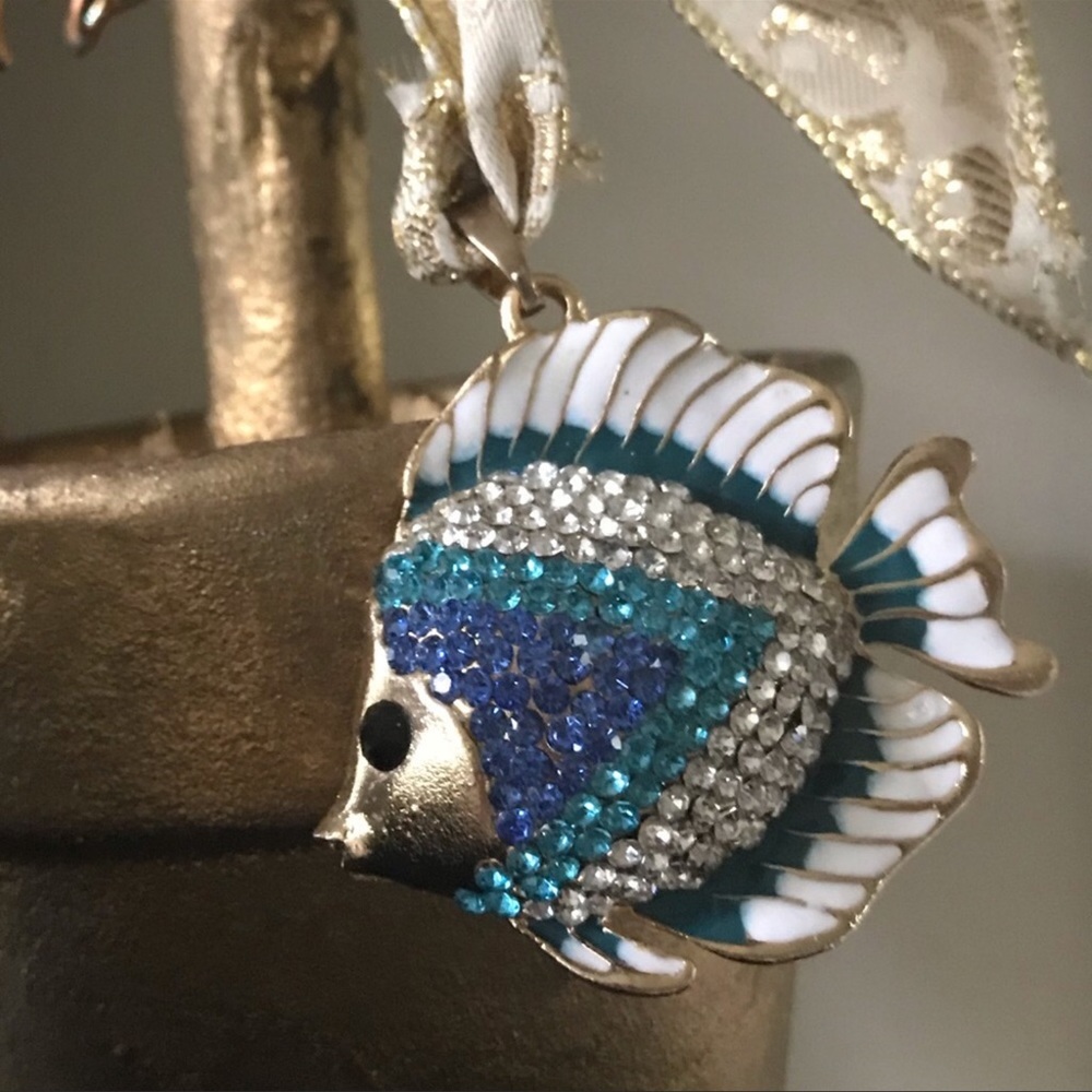 Crystal Fish Pendant in Blue & Green